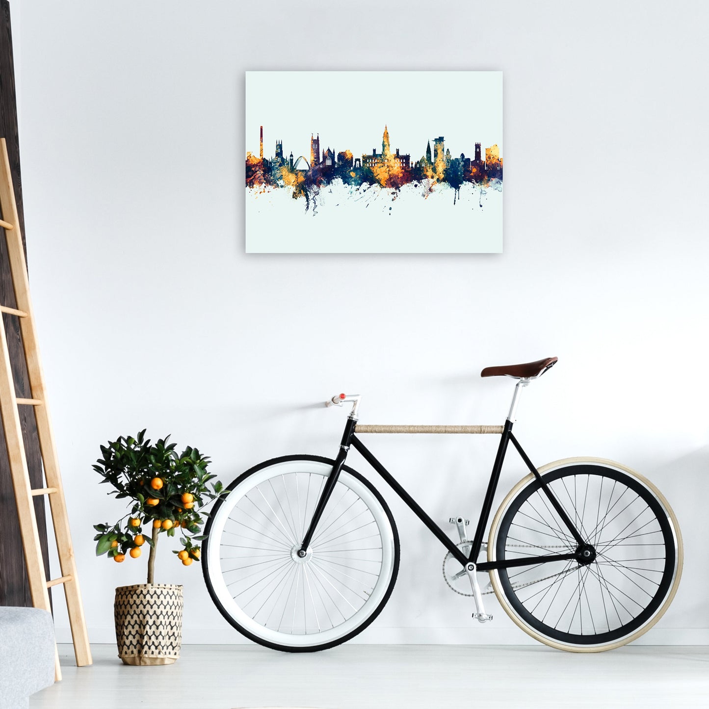 Avelena | Bolton England Skyline Blau Orange Kunstdruck