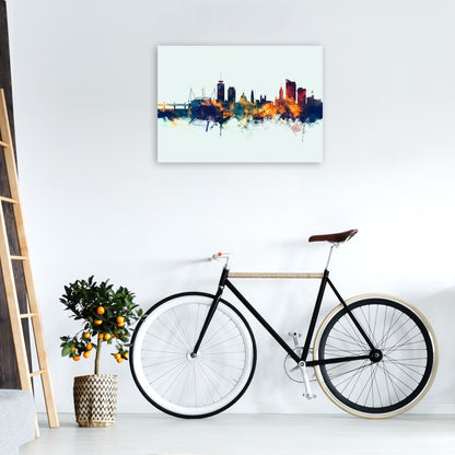 Avelena | Cardiff Wales Skyline Blau Orange Kunstdruck