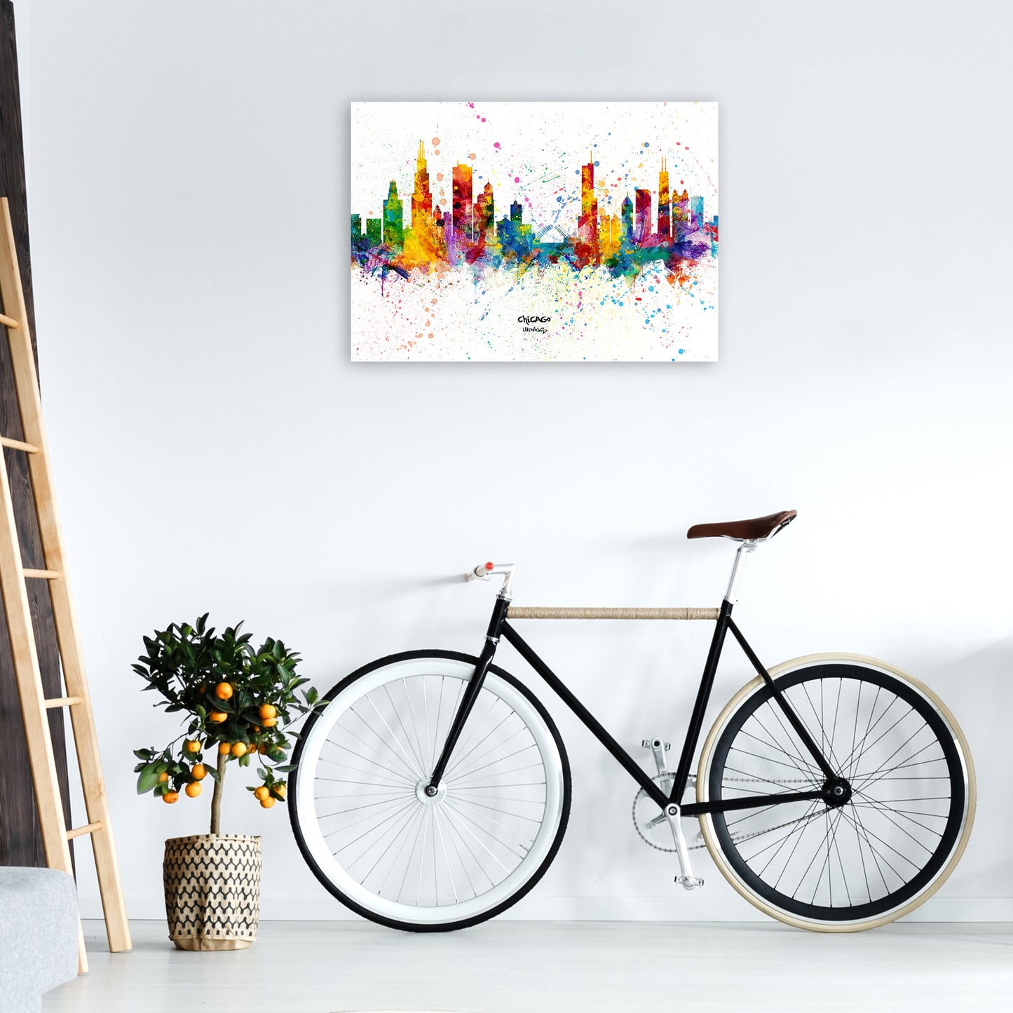 Avelena | Chicago Illinois Skyline Splash Kunst Druck