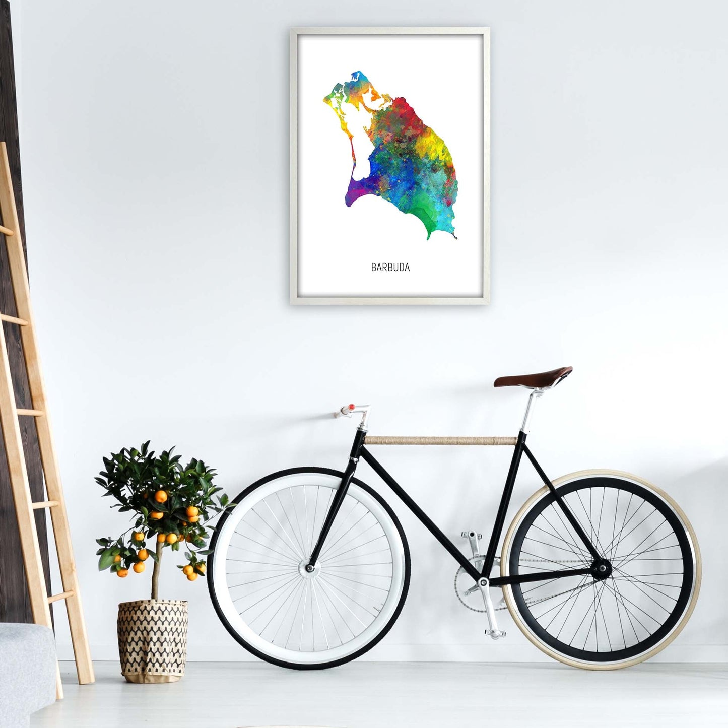 Avelena | Barbuda Aquarellkarte Kunstdruck von Michael Tompsett