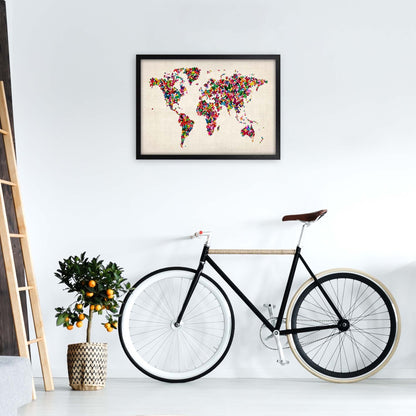 Avelena | Schmetterlingskarte der Welt Kunstdruck