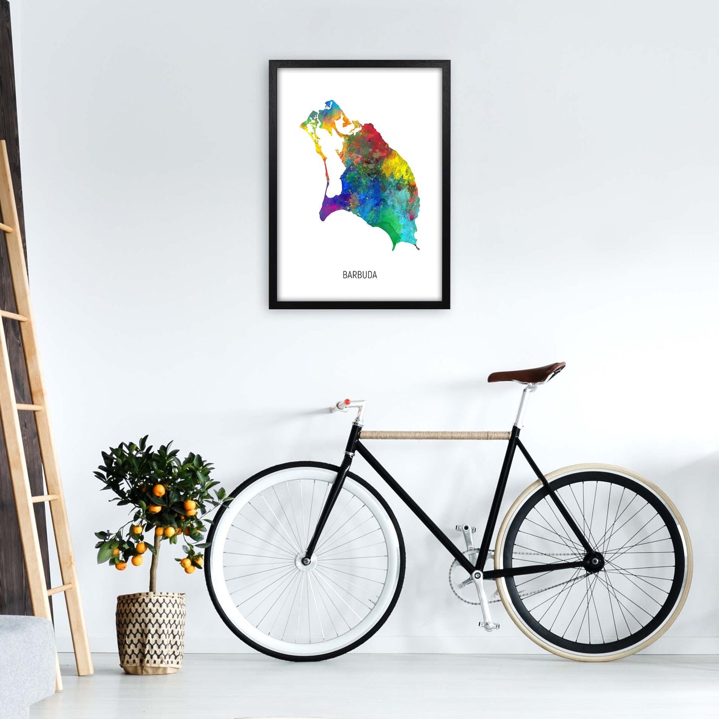 Avelena | Barbuda Aquarellkarte Kunstdruck von Michael Tompsett
