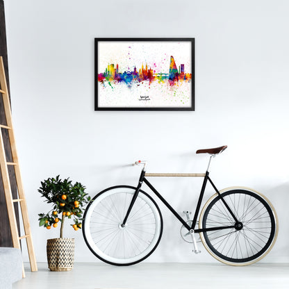 Avelena | Basel Schweiz Skyline Splash Kunstdruck von Michael Tompsett