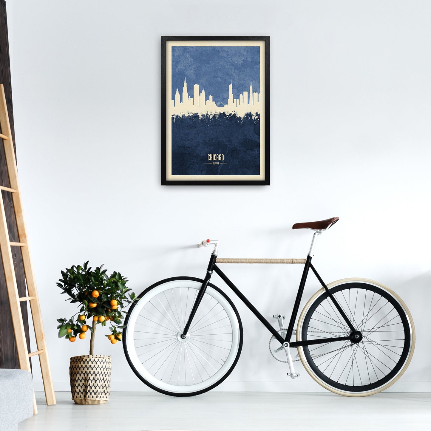 Avelena | Chicago Illinois Skyline Porträt Marine Kunstdruck