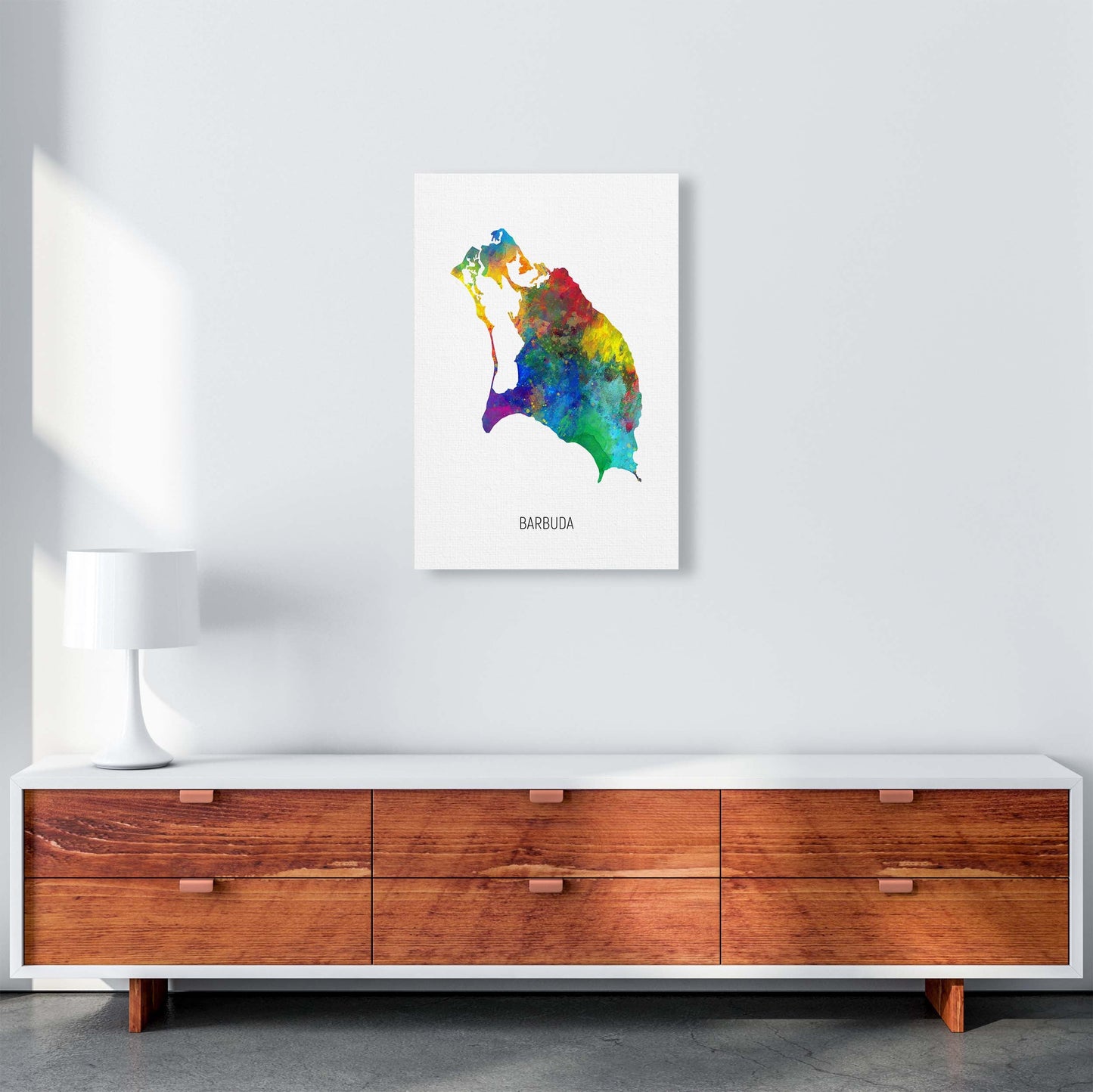 Avelena | Barbuda Aquarellkarte Kunstdruck von Michael Tompsett