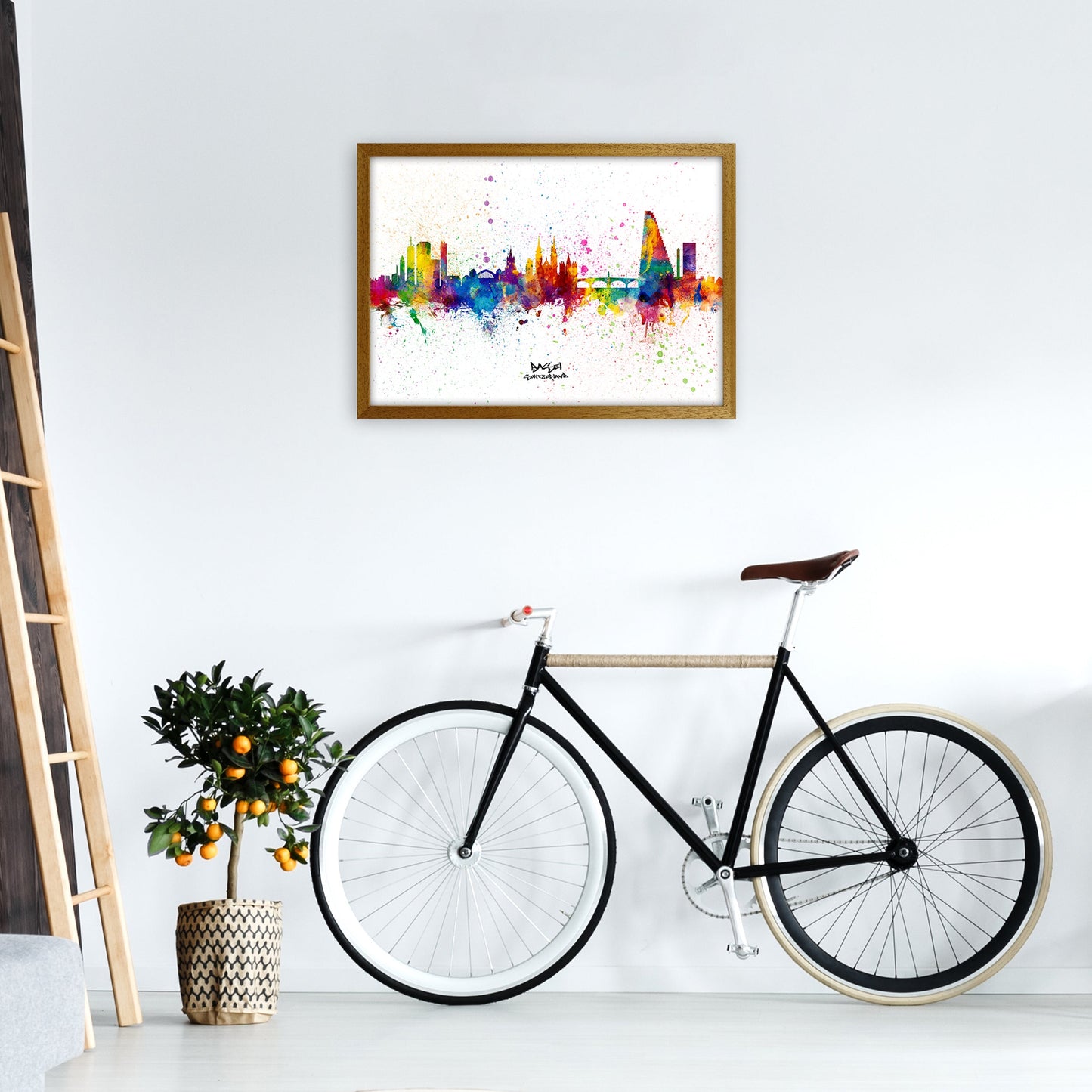 Avelena | Basel Schweiz Skyline Splash Kunstdruck von Michael Tompsett