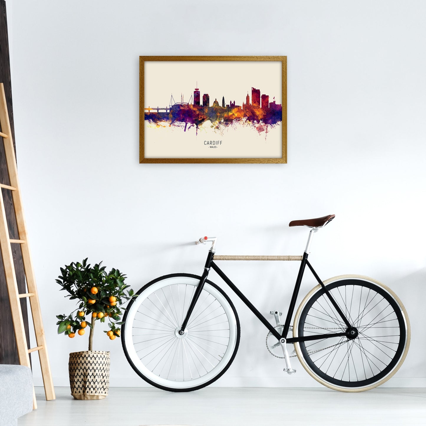 Avelena | Cardiff Wales Skyline Herbst Stadtname Kunstdruck