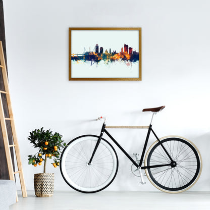 Avelena | Cardiff Wales Skyline Blau Orange Kunstdruck
