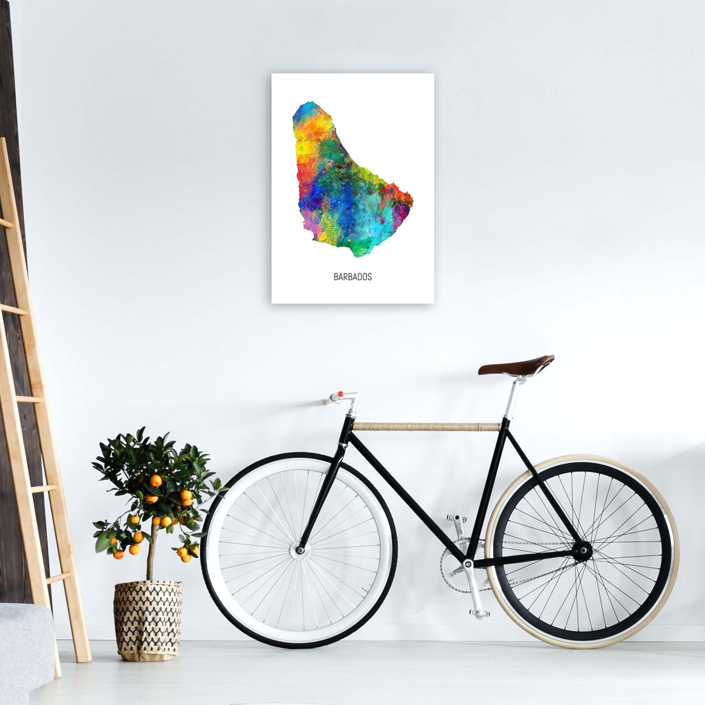 Avelena | Barbados Aquarellkarte Kunstdruck von Michael Tompsett