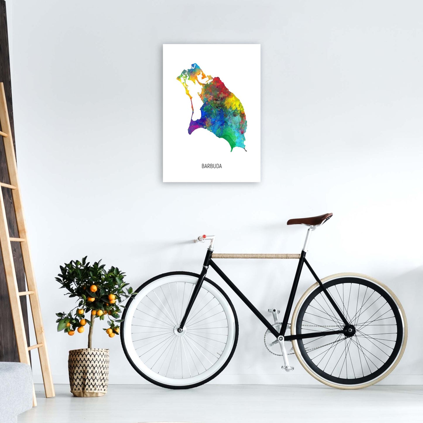 Avelena | Barbuda Aquarellkarte Kunstdruck von Michael Tompsett
