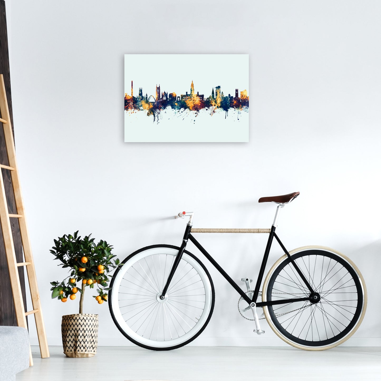 Avelena | Bolton England Skyline Blau Orange Kunstdruck