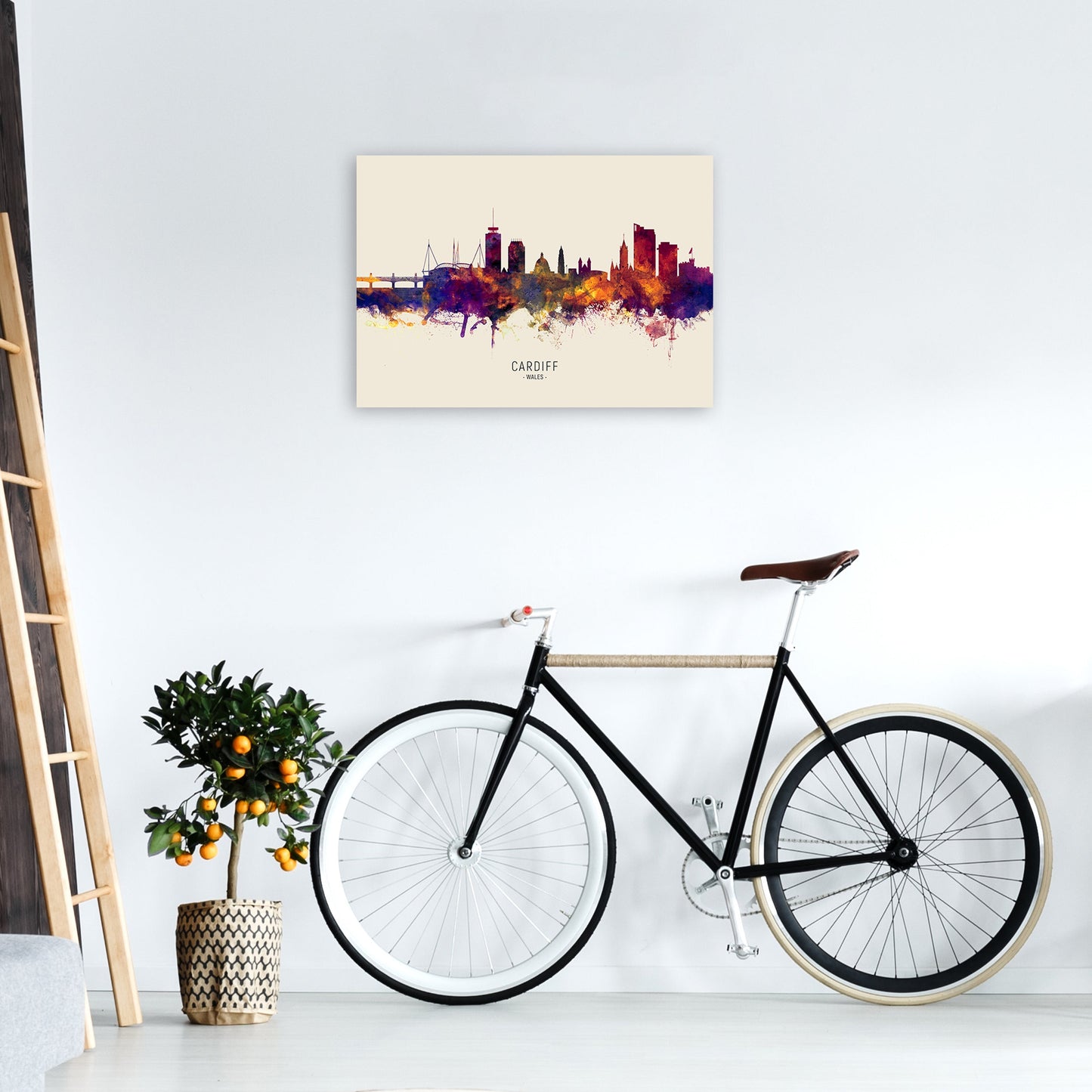 Avelena | Cardiff Wales Skyline Herbst Stadtname Kunstdruck