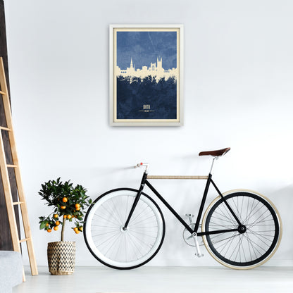 Avelena | Bad England Skyline Porträt Navy Kunstdruck von Michael Tompsett
