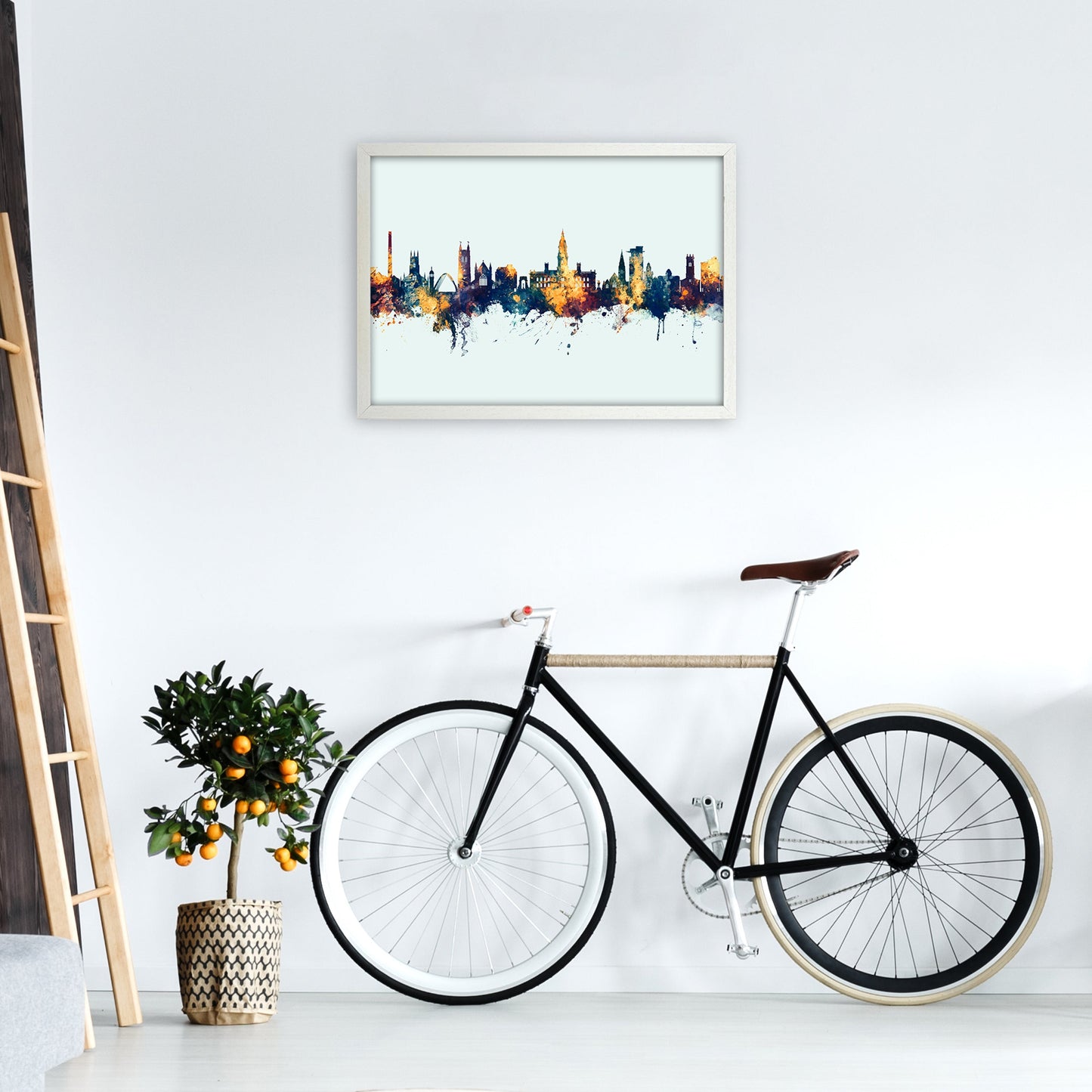 Avelena | Bolton England Skyline Blau Orange Kunstdruck