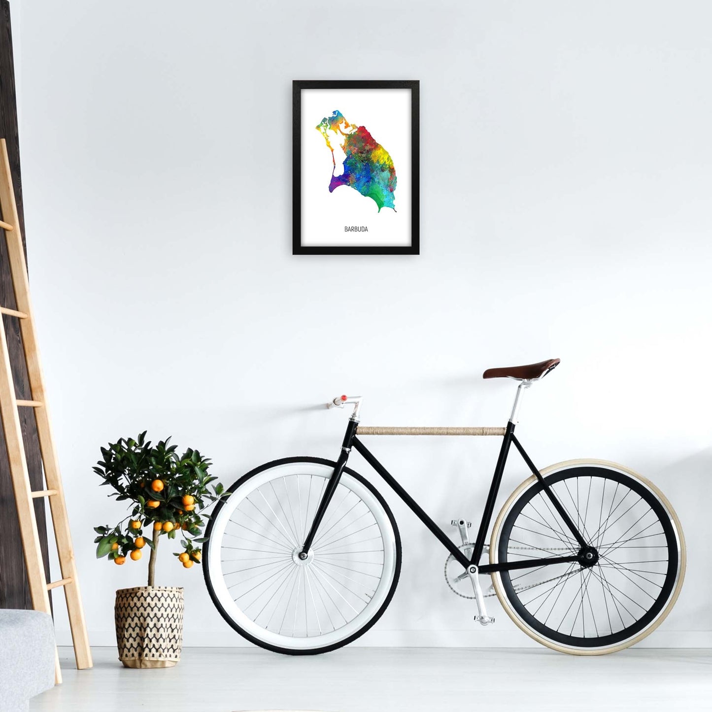 Avelena | Barbuda Aquarellkarte Kunstdruck von Michael Tompsett