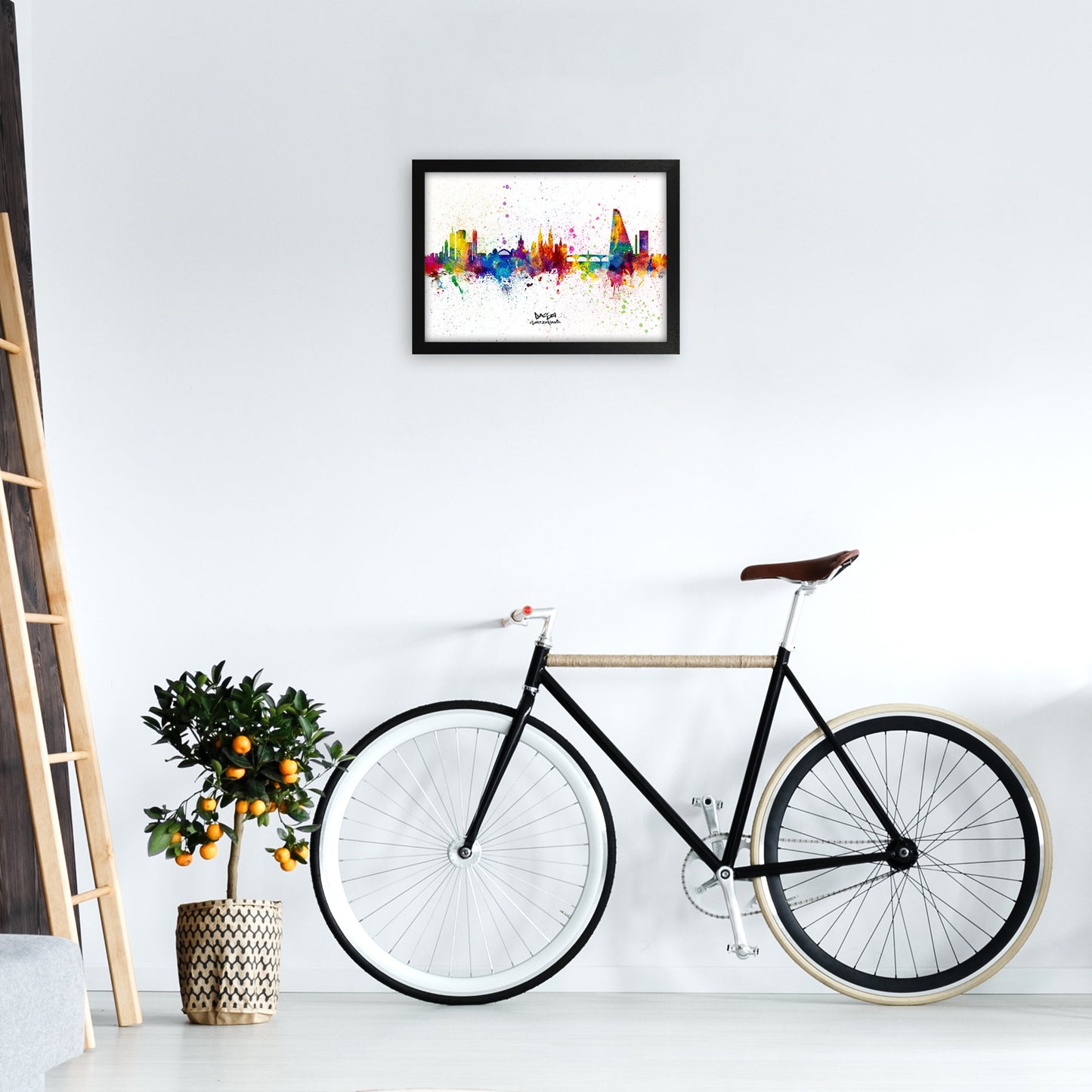 Avelena | Basel Schweiz Skyline Splash Kunstdruck von Michael Tompsett