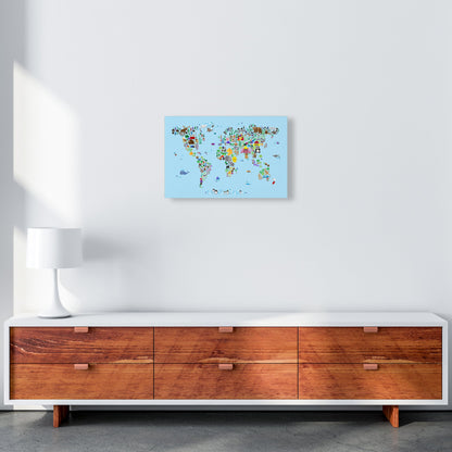 Avelena | Tierkarte der Welt Blau Kunstdruck