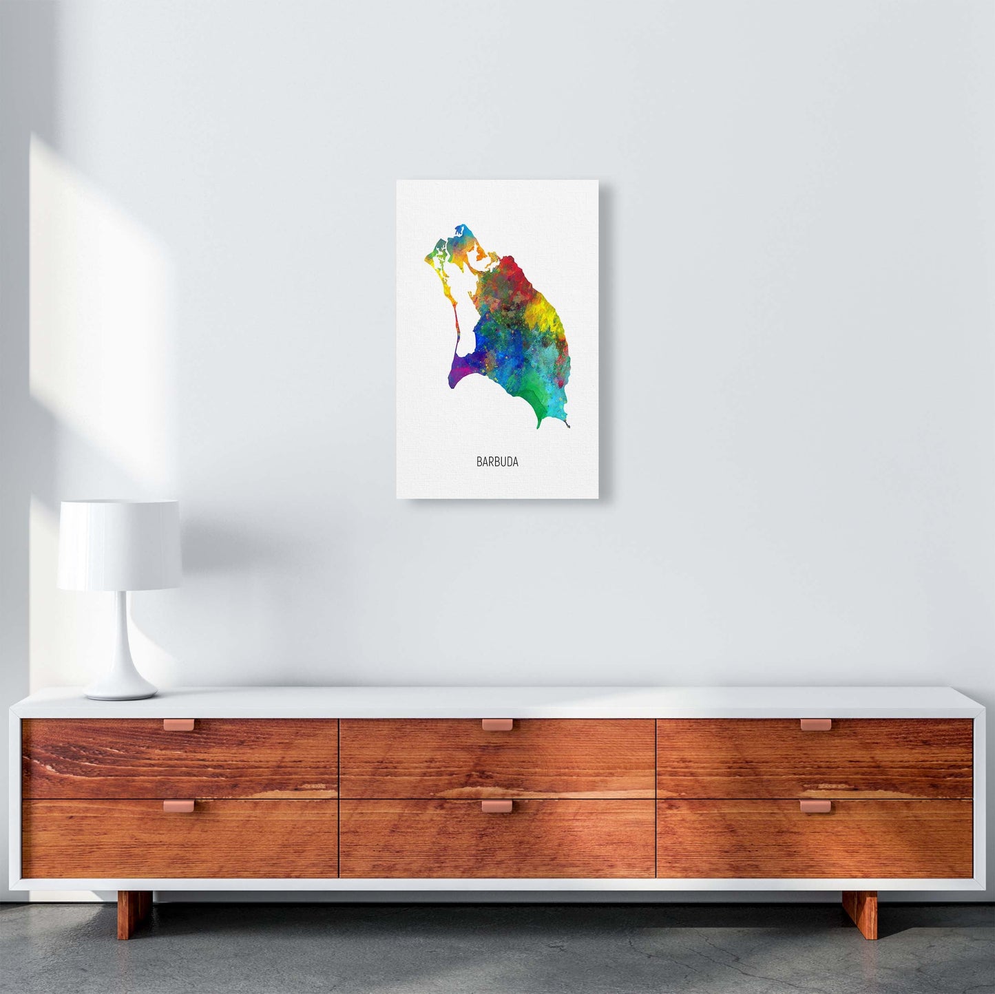Avelena | Barbuda Aquarellkarte Kunstdruck von Michael Tompsett