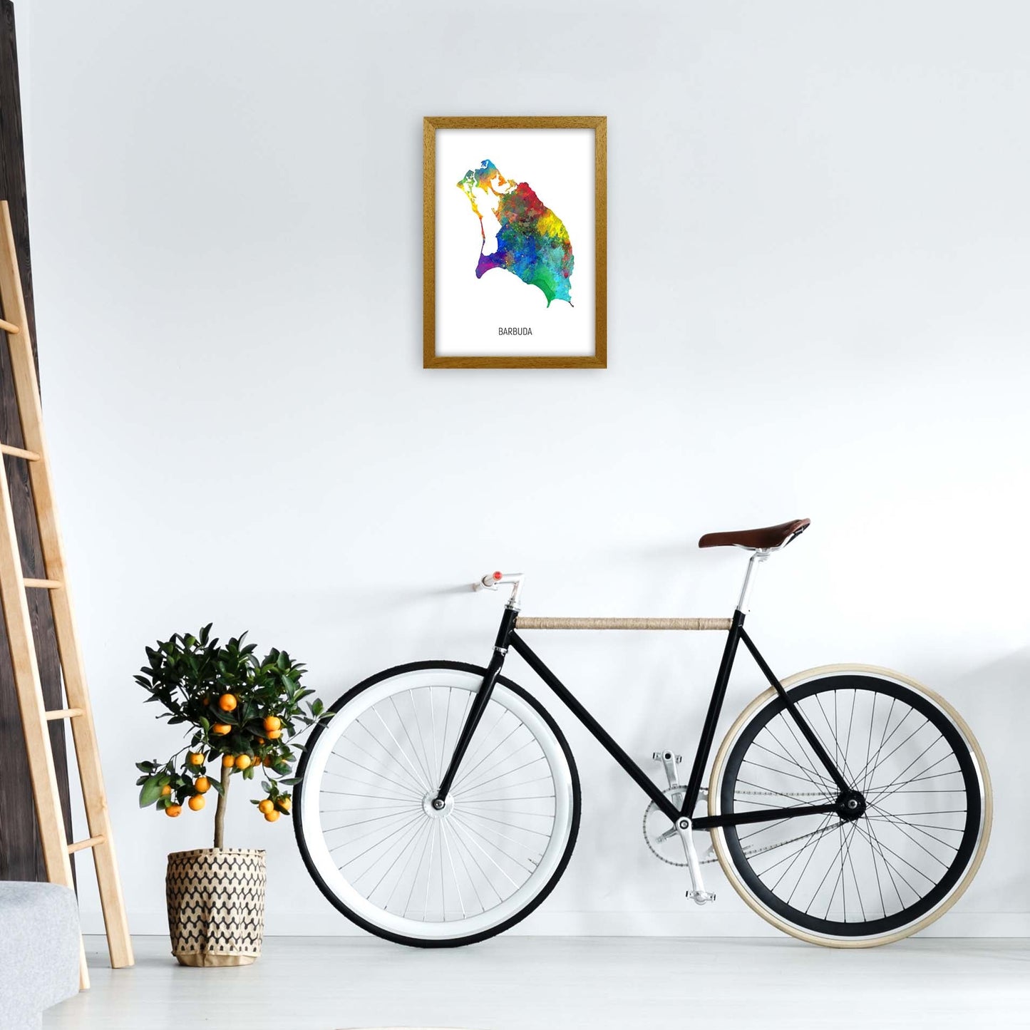 Avelena | Barbuda Aquarellkarte Kunstdruck von Michael Tompsett