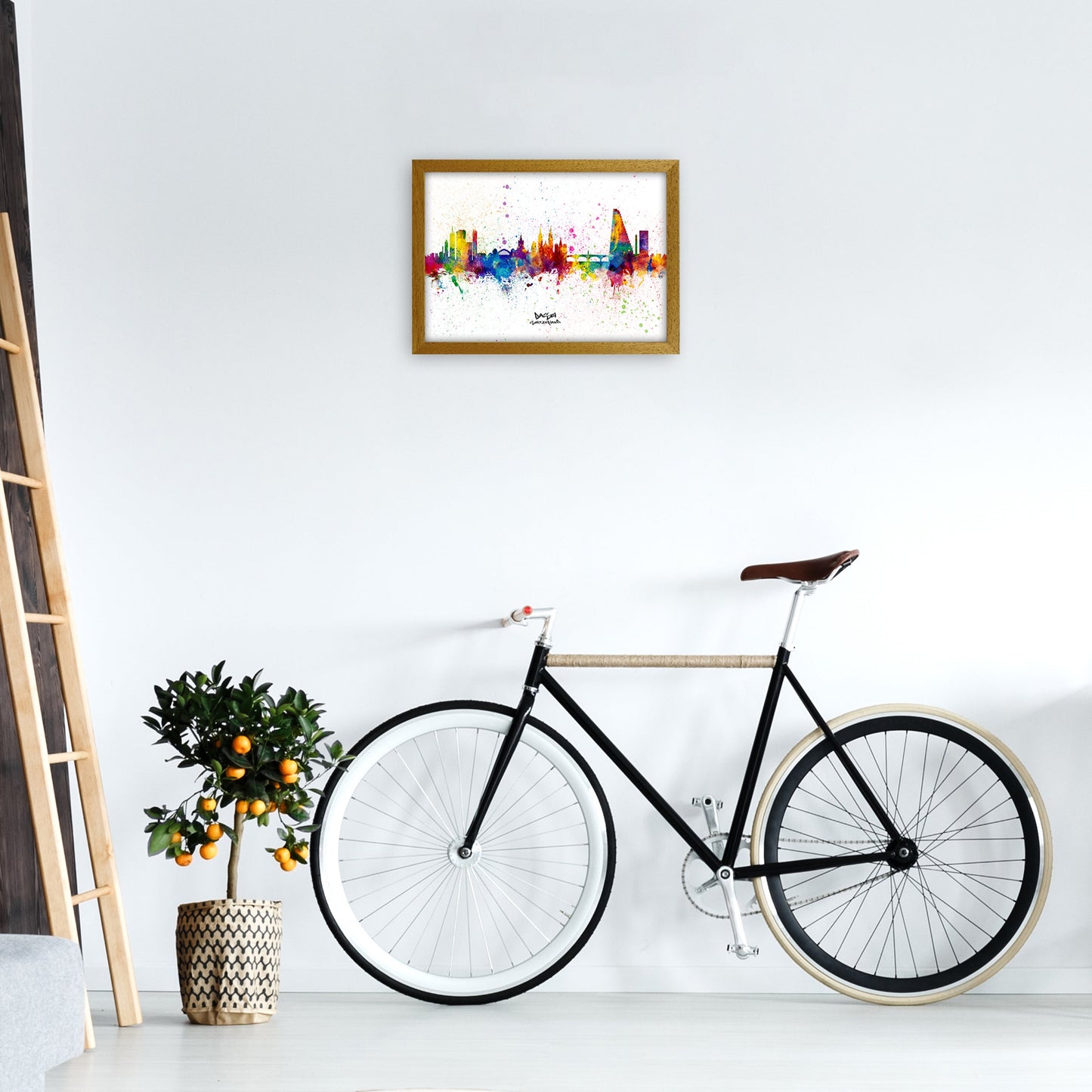 Avelena | Basel Schweiz Skyline Splash Kunstdruck von Michael Tompsett