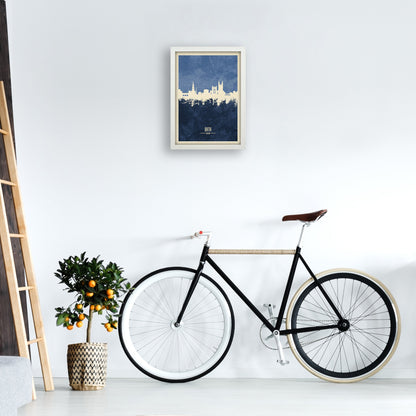 Avelena | Bad England Skyline Porträt Navy Kunstdruck von Michael Tompsett