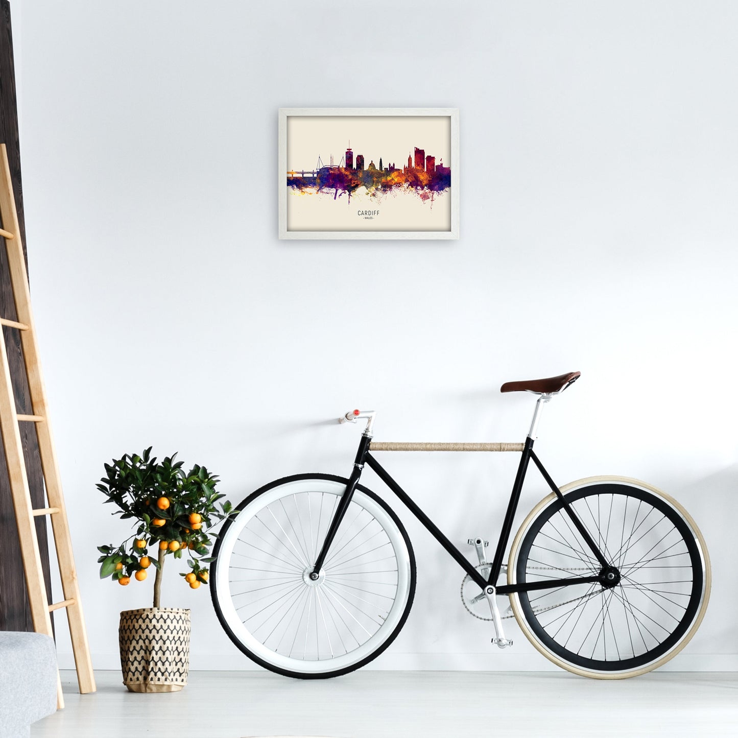 Avelena | Cardiff Wales Skyline Herbst Stadtname Kunstdruck