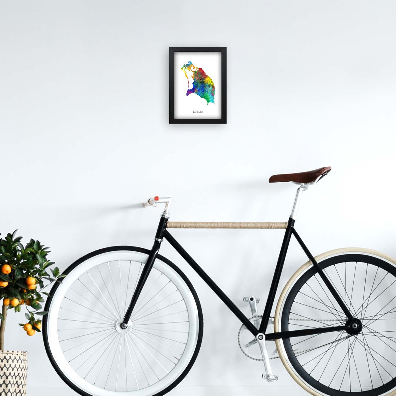 Avelena | Barbuda Aquarellkarte Kunstdruck von Michael Tompsett