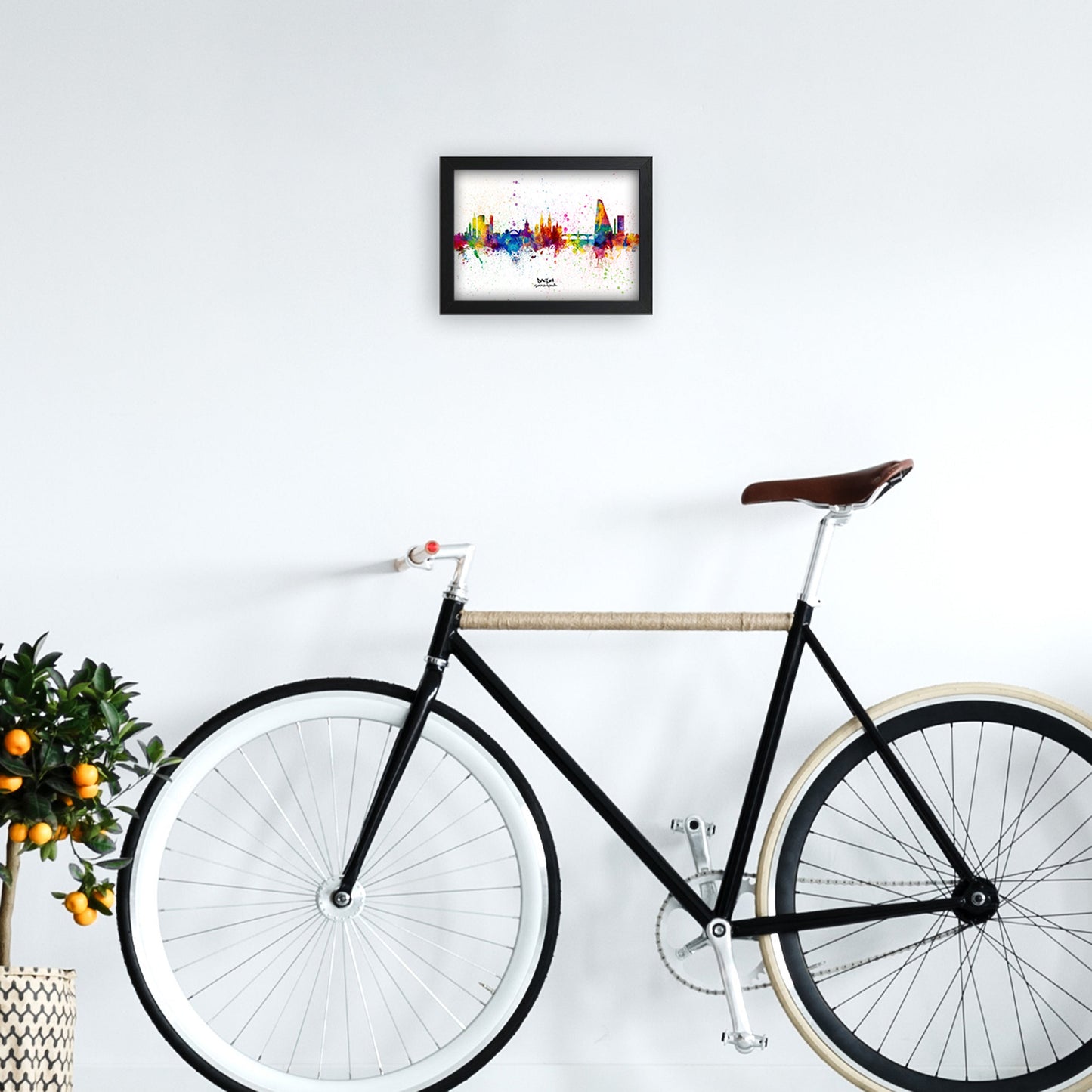 Avelena | Basel Schweiz Skyline Splash Kunstdruck von Michael Tompsett