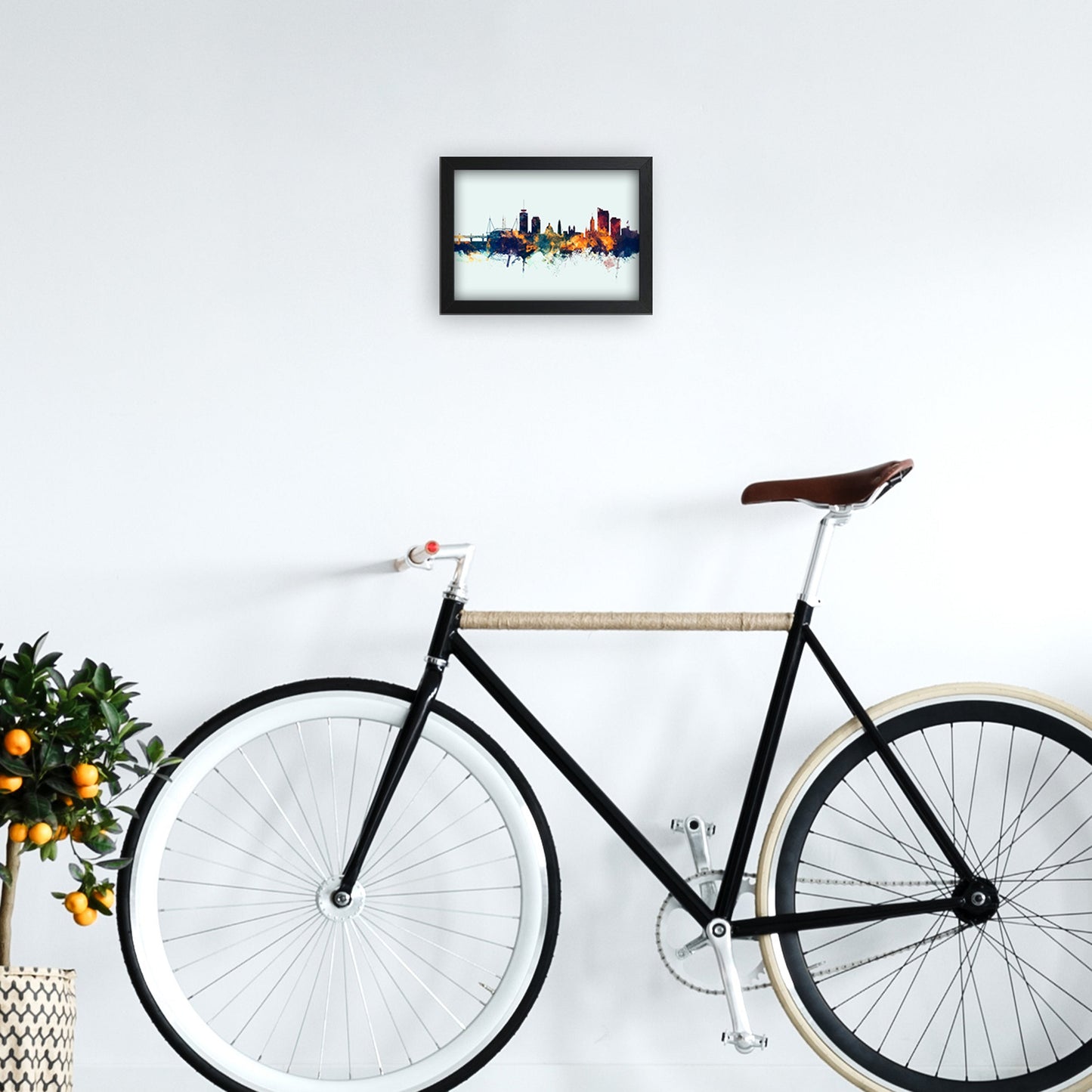 Avelena | Cardiff Wales Skyline Blau Orange Kunstdruck