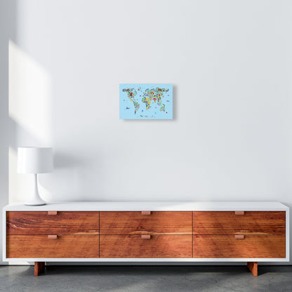 Avelena | Tierkarte der Welt Blau Kunstdruck