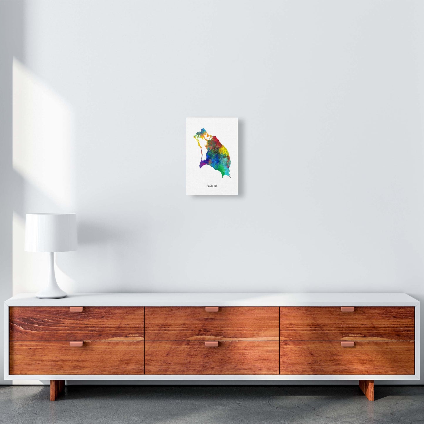 Avelena | Barbuda Aquarellkarte Kunstdruck von Michael Tompsett