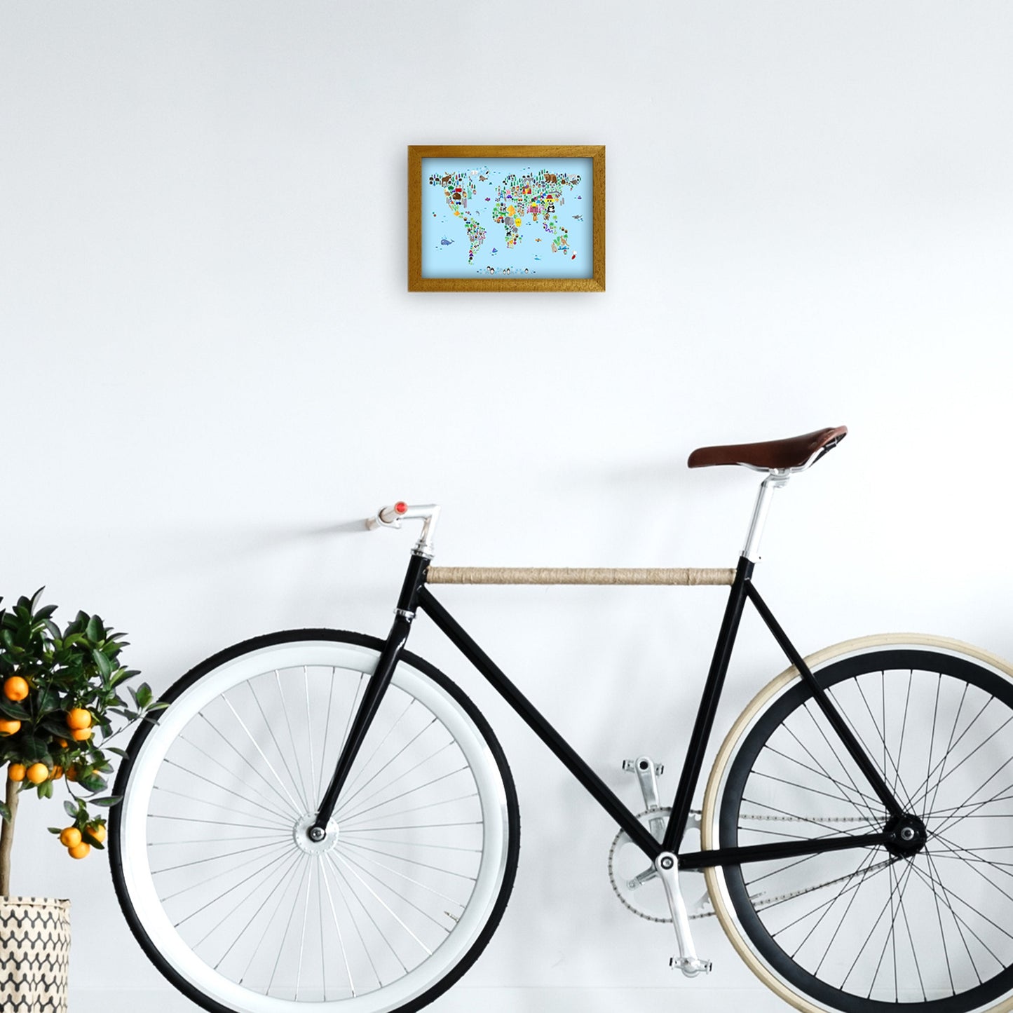 Avelena | Tierkarte der Welt Blau Kunstdruck