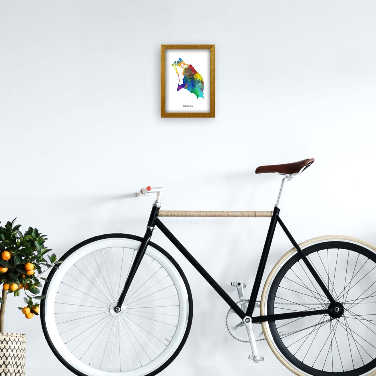 Avelena | Barbuda Aquarellkarte Kunstdruck von Michael Tompsett
