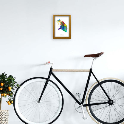 Avelena | Barbuda Aquarellkarte Kunstdruck von Michael Tompsett