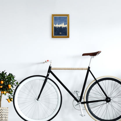Avelena | Bad England Skyline Porträt Navy Kunstdruck von Michael Tompsett