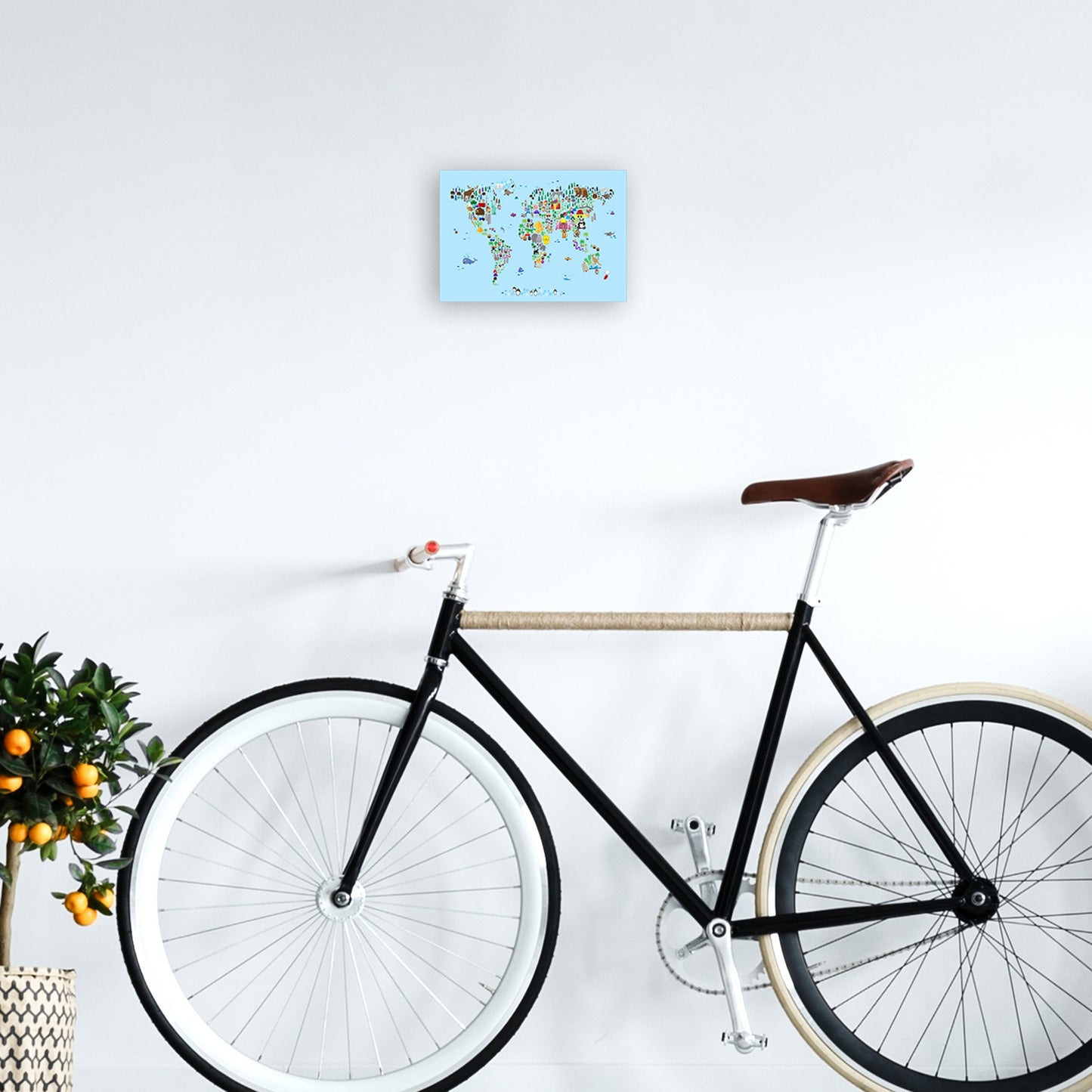 Avelena | Tierkarte der Welt Blau Kunstdruck