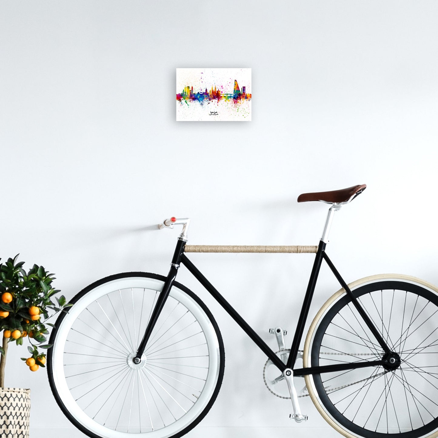 Avelena | Basel Schweiz Skyline Splash Kunstdruck von Michael Tompsett