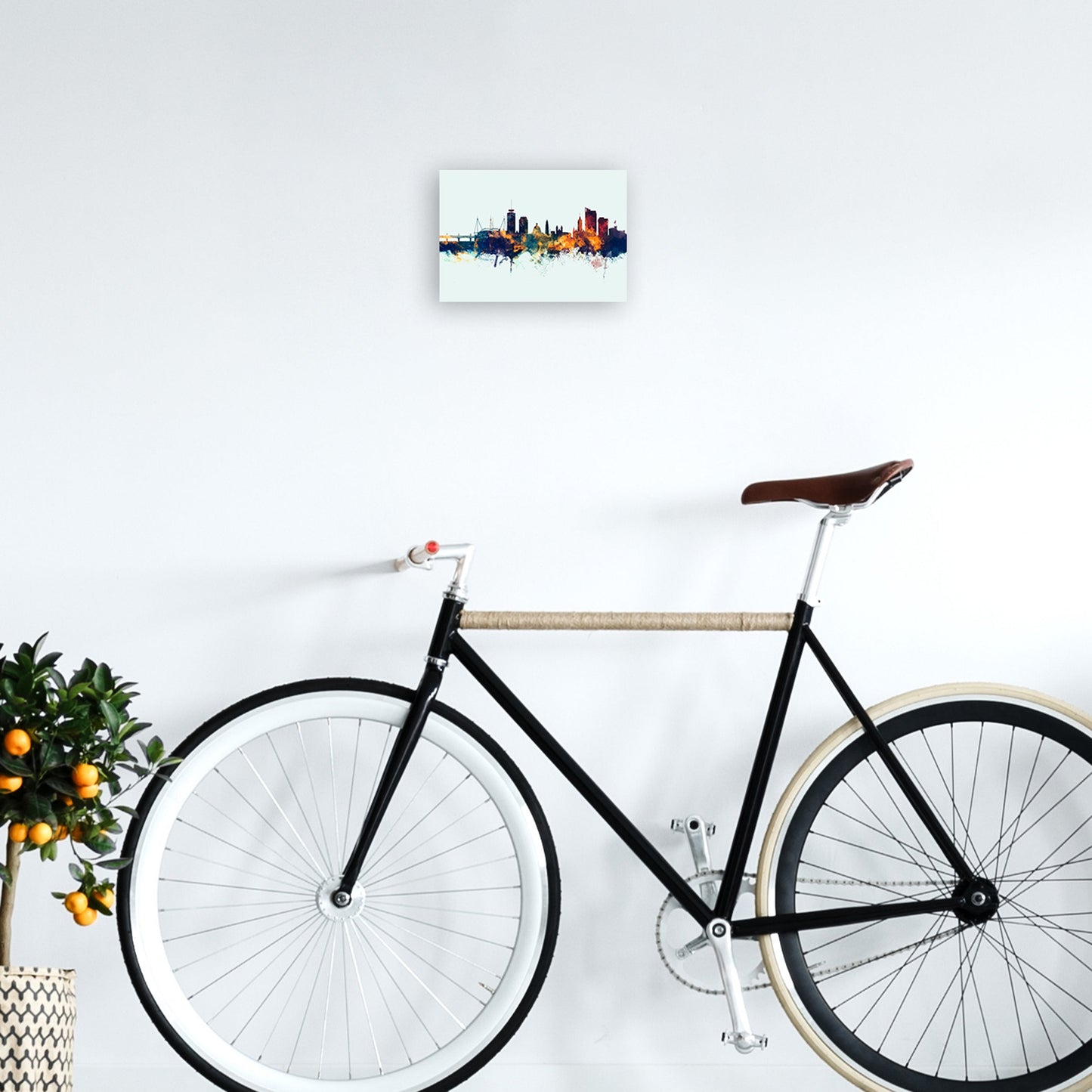 Avelena | Cardiff Wales Skyline Blau Orange Kunstdruck