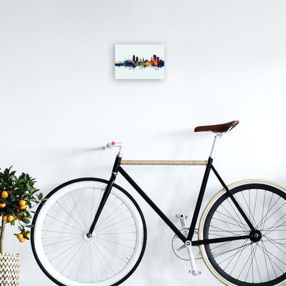 Avelena | Cardiff Wales Skyline Blau Orange Kunstdruck