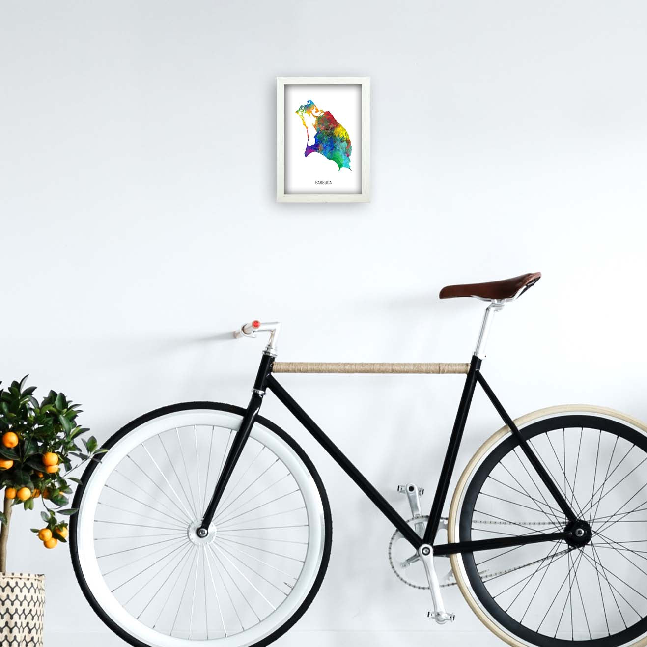Avelena | Barbuda Aquarellkarte Kunstdruck von Michael Tompsett