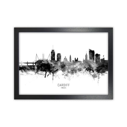 Avelena | Cardiff Wales Skyline Schwarz Weiß Stadtname