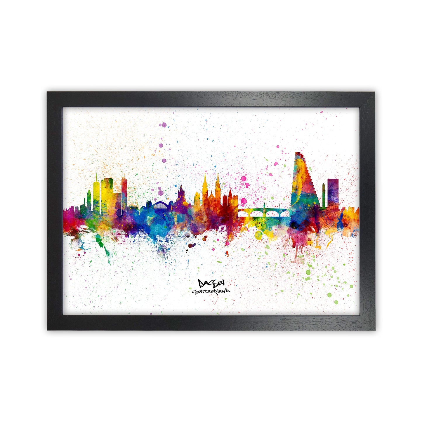 Avelena | Basel Schweiz Skyline Splash Kunstdruck von Michael Tompsett