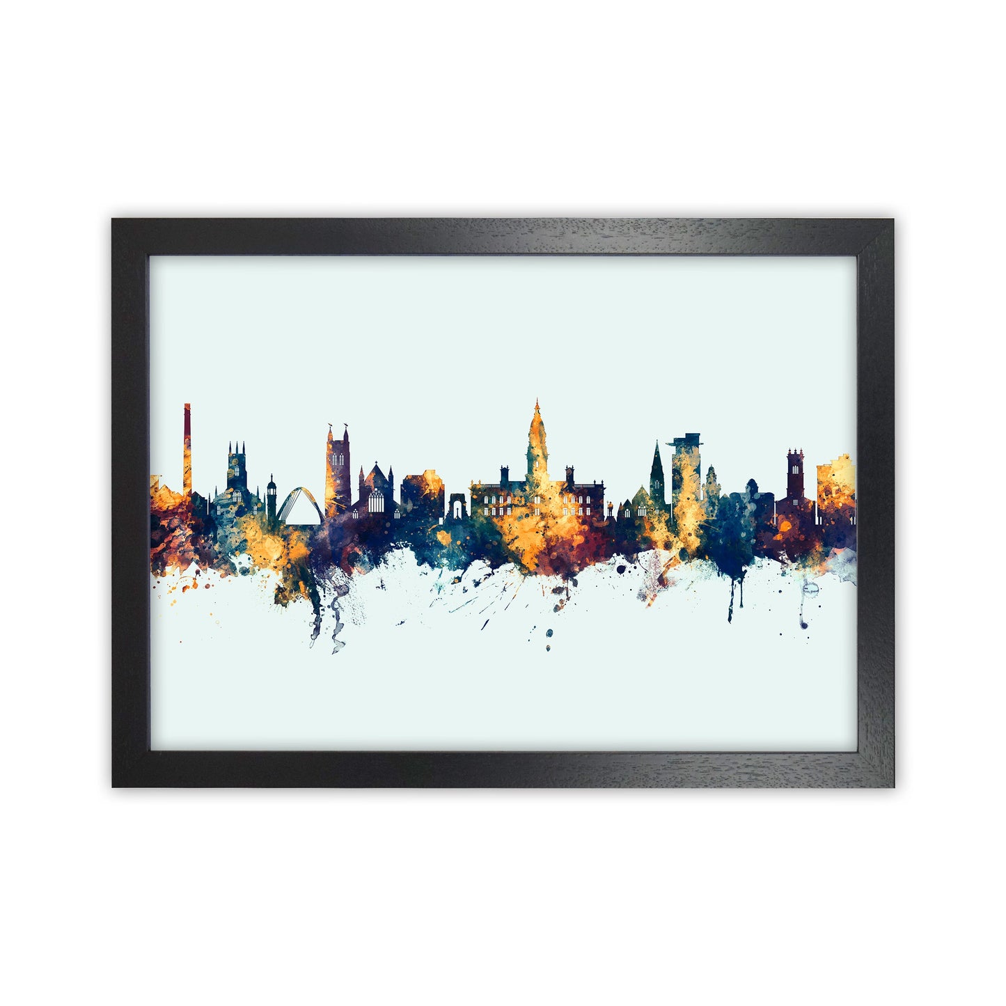 Avelena | Bolton England Skyline Blau Orange Kunstdruck