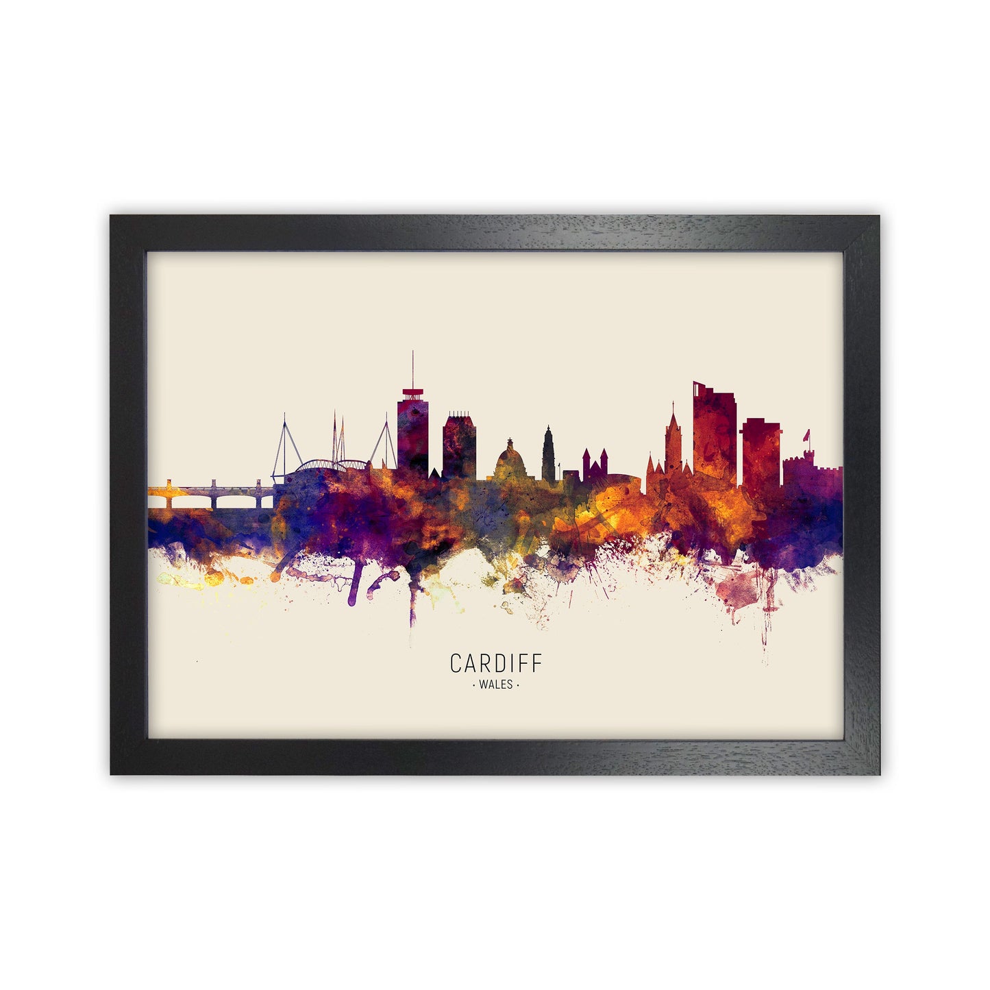Avelena | Cardiff Wales Skyline Herbst Stadtname Kunstdruck