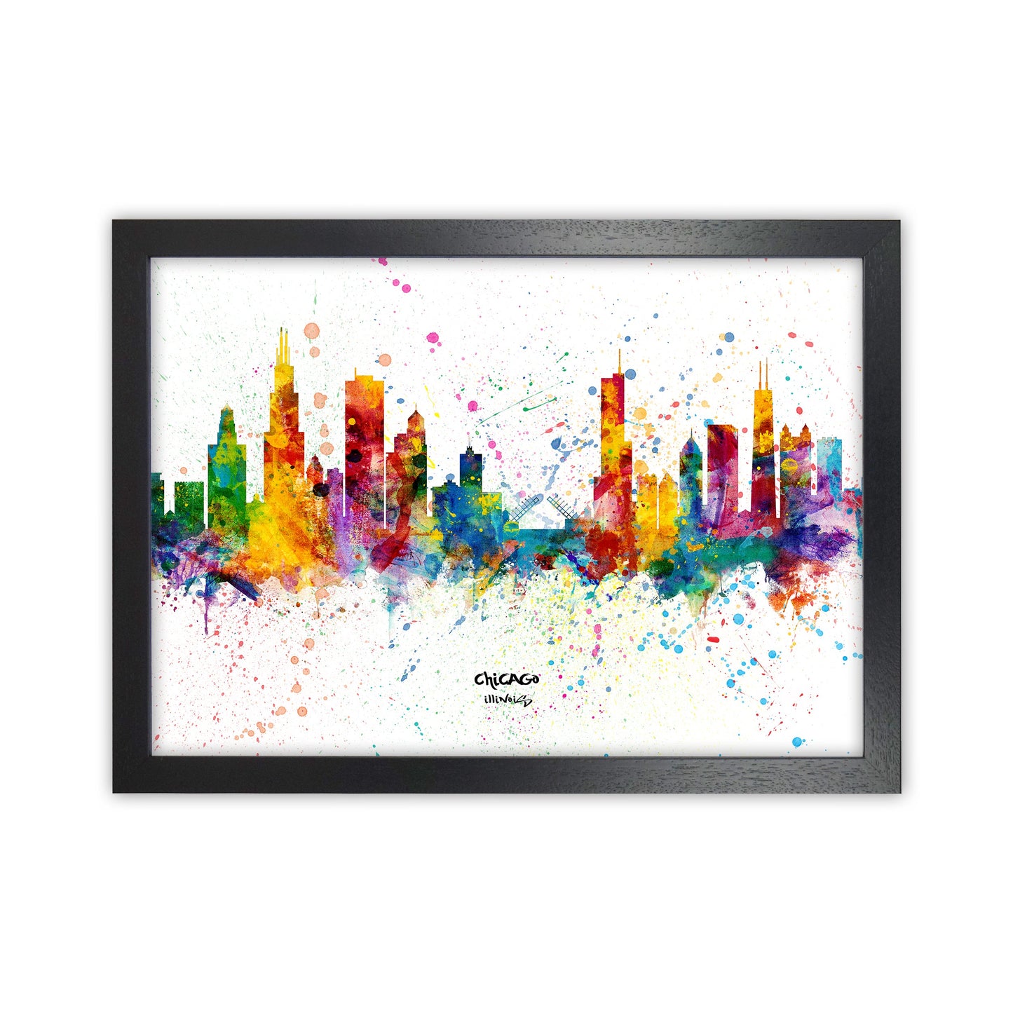Avelena | Chicago Illinois Skyline Splash Kunst Druck