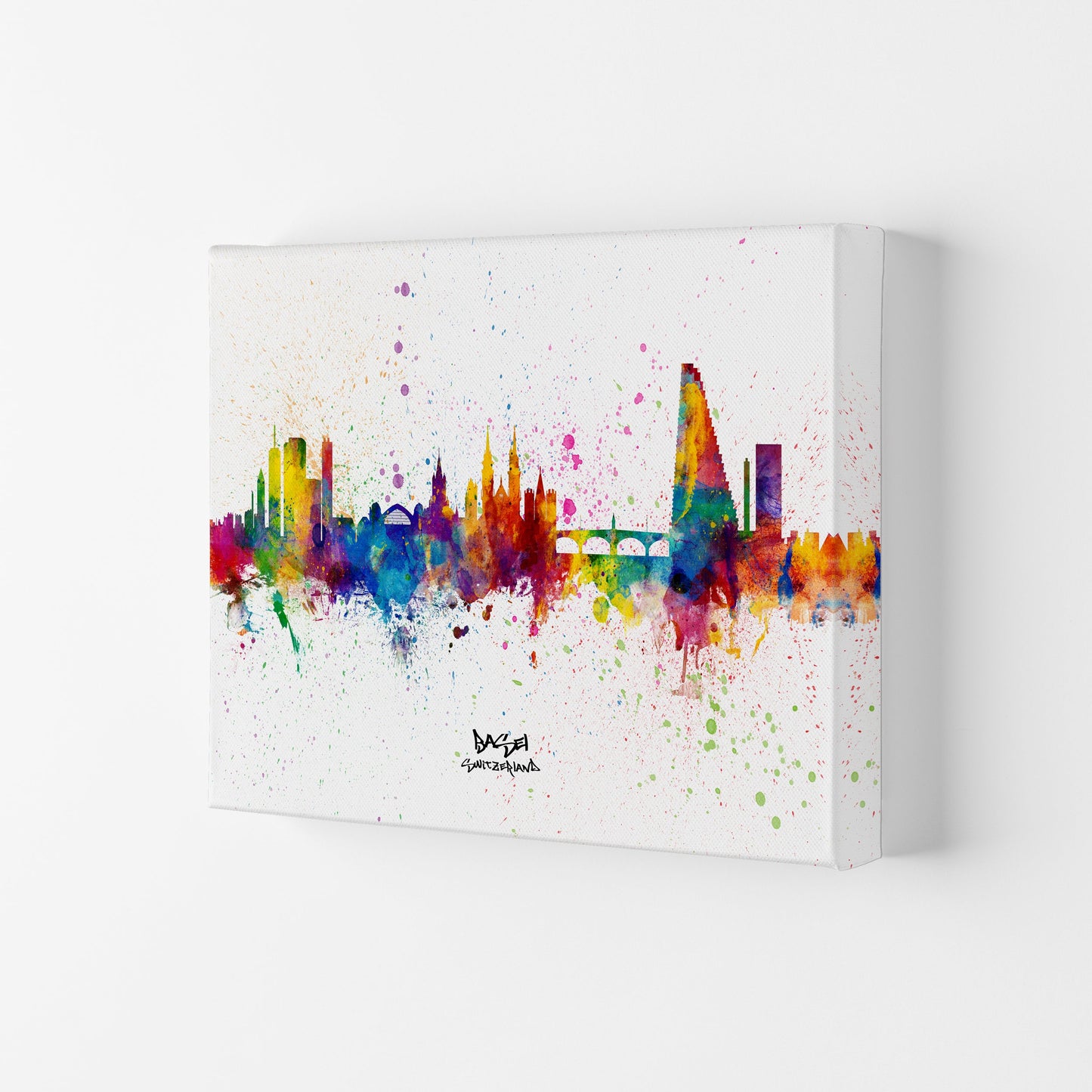 Avelena | Basel Schweiz Skyline Splash Kunstdruck von Michael Tompsett