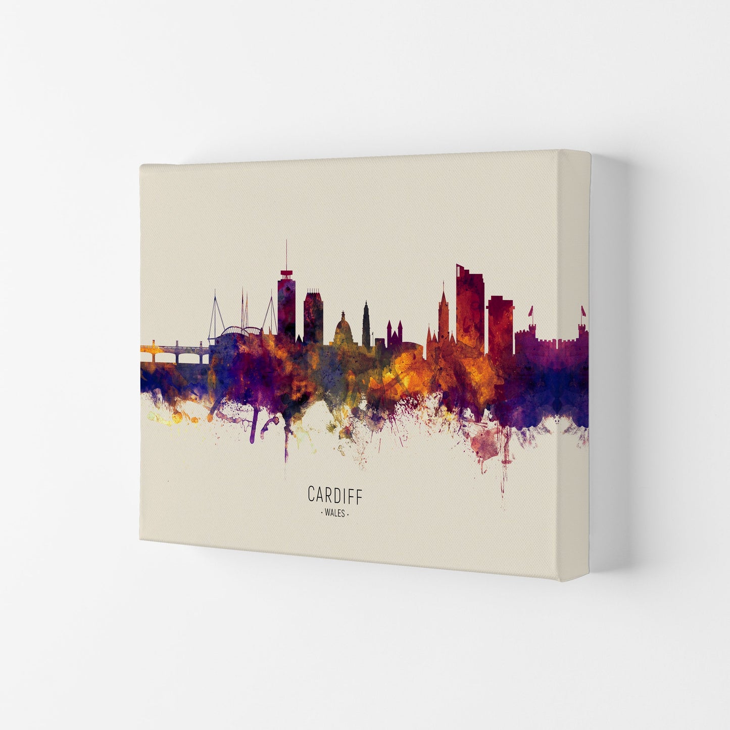 Avelena | Cardiff Wales Skyline Herbst Stadtname Kunstdruck