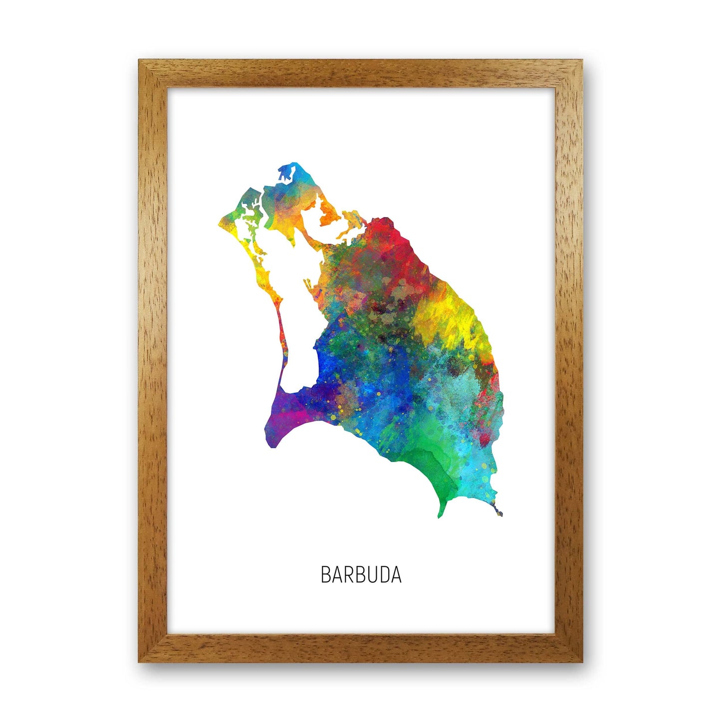 Avelena | Barbuda Aquarellkarte Kunstdruck von Michael Tompsett