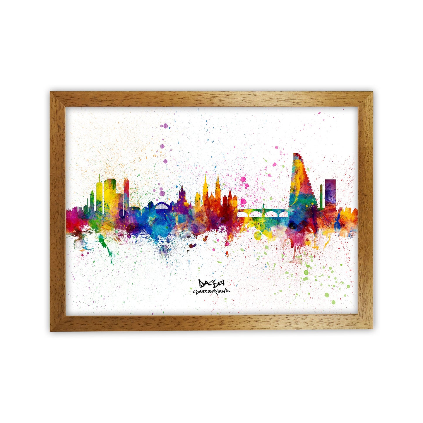 Avelena | Basel Schweiz Skyline Splash Kunstdruck von Michael Tompsett