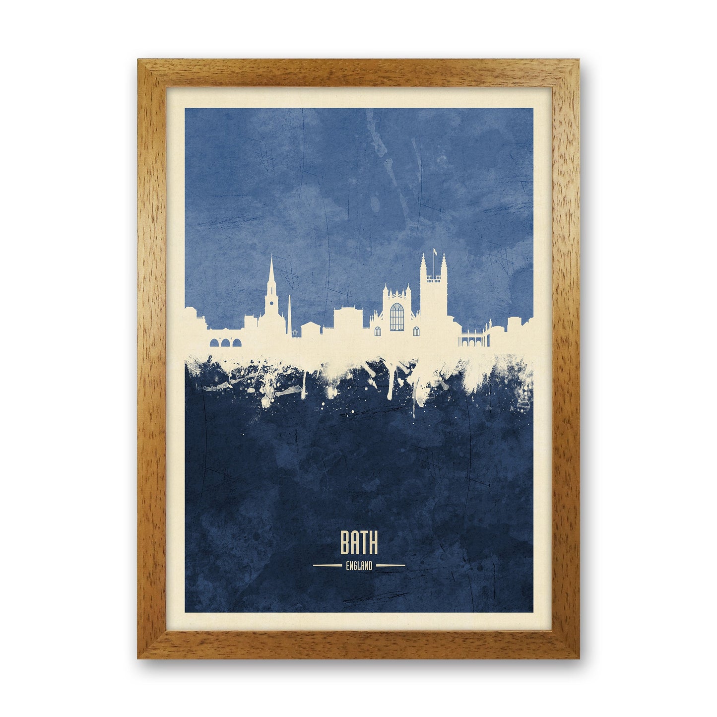 Avelena | Bad England Skyline Porträt Navy Kunstdruck von Michael Tompsett